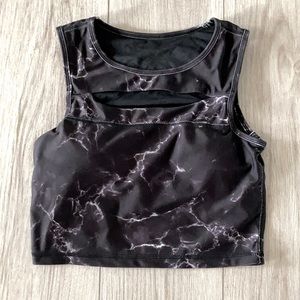 BuffBunny Women’s Peek A Boo Crop Top - Black Marble